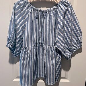 Old Navy- blue with white striped top
